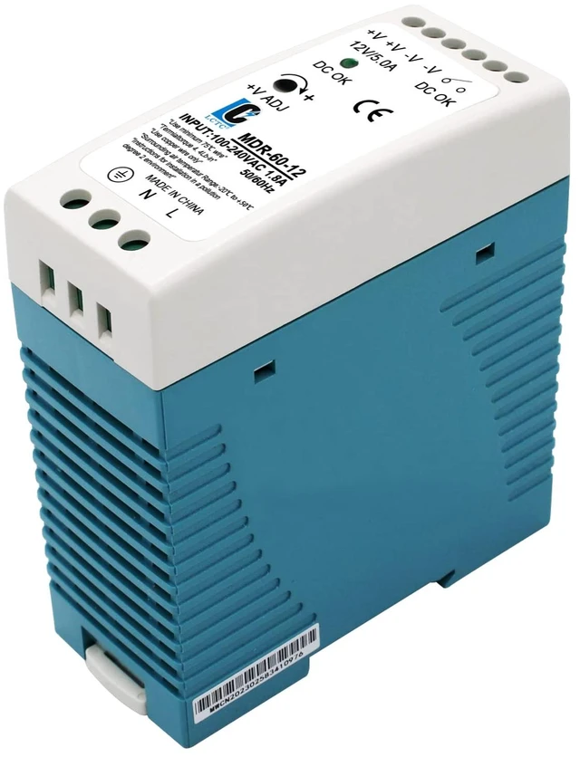 Alt view image 7 of 7 - DIN Rail DC 12V Switching Power Supply MDR 60W (Input:100-240VAC,Output:12VDC,50/60HZ) Switch Converter (12V 5A)