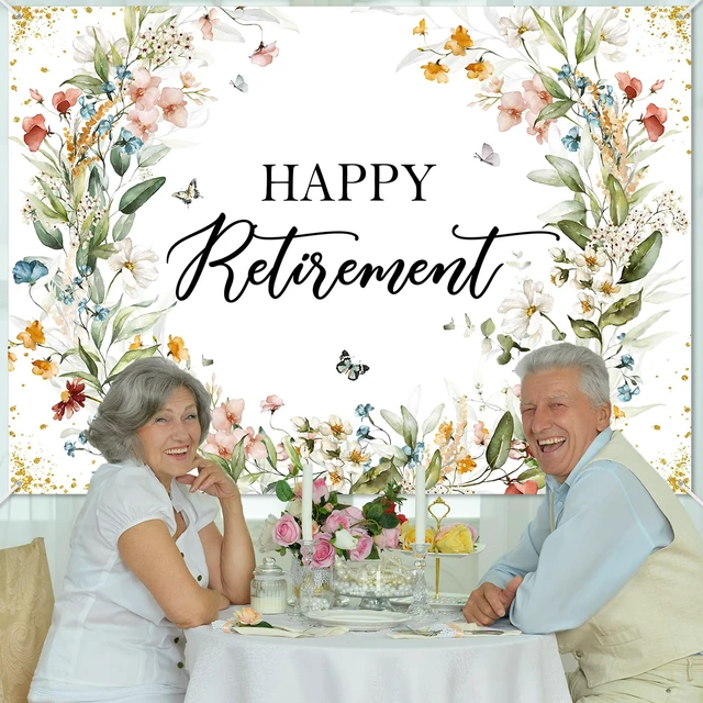 Alt view image 4 of 7 - Happy Retirement Banner Wildflower Themed Happy Retirement Party Decorations Backdrop Floral We Will Miss You Going Away Retire Party Decor (7x5ft)