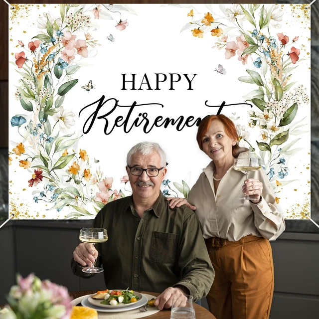 Alt view image 6 of 7 - Happy Retirement Banner Wildflower Themed Happy Retirement Party Decorations Backdrop Floral We Will Miss You Going Away Retire Party Decor (7x5ft)