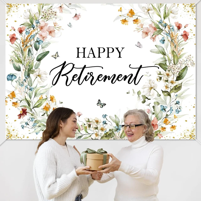 Alt view image 7 of 7 - Happy Retirement Banner Wildflower Themed Happy Retirement Party Decorations Backdrop Floral We Will Miss You Going Away Retire Party Decor (7x5ft)