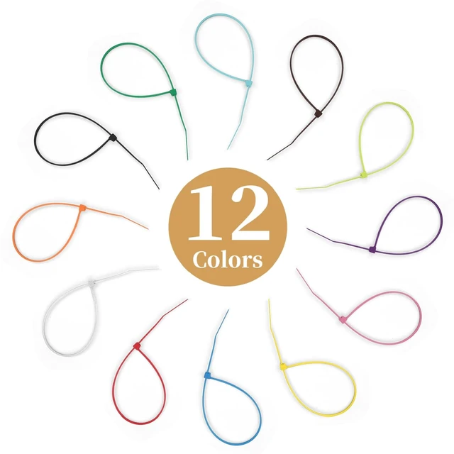 Alt view image 3 of 7 - 1200 Pieces Colored Zip Ties 4 Inch Multi-Purpose Self-Locking Nylon Cable Ties in 12 Different Colour, Assorted Cord Management Bands for Chicken Leg Home Office Garden Workshop