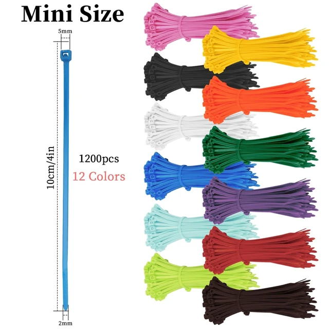 Alt view image 2 of 7 - 1200 Pieces Colored Zip Ties 4 Inch Multi-Purpose Self-Locking Nylon Cable Ties in 12 Different Colour, Assorted Cord Management Bands for Chicken Leg Home Office Garden Workshop