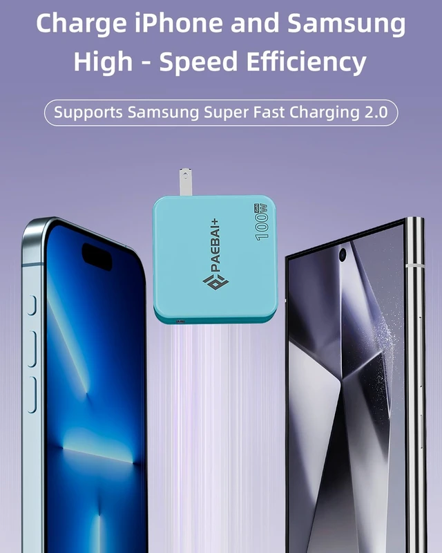 Alt view image 4 of 7 - Mac Book Pro Charger 100W USB C Charger GaN Foldable Compact Wall Fast Charger for MacBook Air, iPhone 16 15 Series, Samsung Galaxy, iPad Pro and All USB-C Devices, 6.6ft Type C Cable