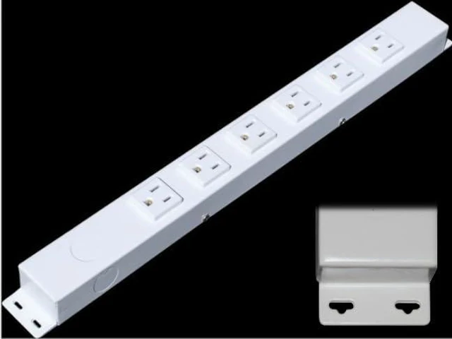 Main image of 16 Hardwired Power Strip (NO Power Cord), 6 Outlets (NOT Tamper Resistant) WITH EARS (with mounting tabs on both ends), 15A (NOT 20 Amp), White