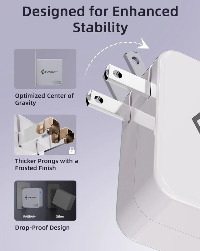 Alt view image 5 of 7 - Mac Book Pro Charger 100W USB C Charger GaN Foldable Compact Wall Fast Charger for MacBook Air, iPhone 16 15 Series, Samsung Galaxy, iPad Pro and All USB-C Devices, 6.6ft Type C Cable