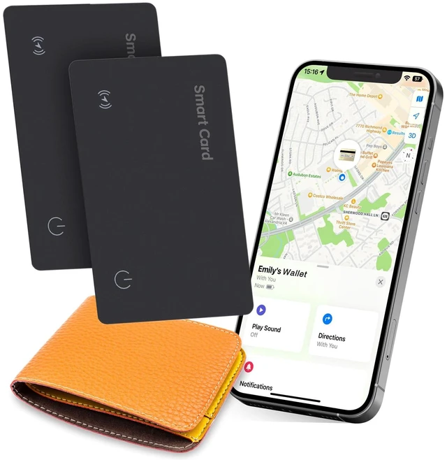 Main image of Wallet Tracker Card, Rechargeable, Works with Apple Find My, 2 Pack Apple MFi Certified Slim Tracking Card With Wireless Charging For Wallets, Passports And Luggage, IP68 Waterproof, iOS Only