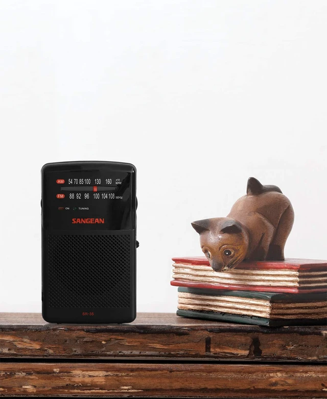 Alt view image 2 of 3 - SR-35 AM/FM Analog Pocket Radio with Built-in Speaker, Black