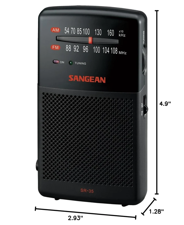 Alt view image 3 of 3 - SR-35 AM/FM Analog Pocket Radio with Built-in Speaker, Black