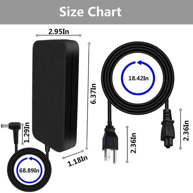 Alt view image 3 of 5 - 19V 6.32A 120W AC Charger Fit for Asus ROG GL551J GL552VW GL553V GL752VW GL753VE N550JK N550JX ZX53VW FX53VD G56JK N56JR PA-1121-28 A15-120P1A Laptop Adapter Power Supply