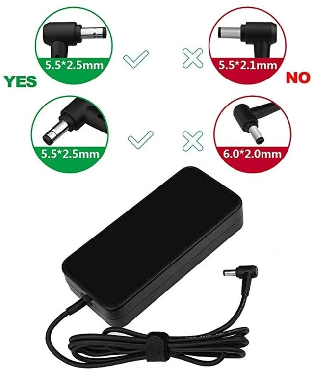Alt view image 5 of 5 - 19V 6.32A 120W AC Charger Fit for Asus ROG GL551J GL552VW GL553V GL752VW GL753VE N550JK N550JX ZX53VW FX53VD G56JK N56JR PA-1121-28 A15-120P1A Laptop Adapter Power Supply