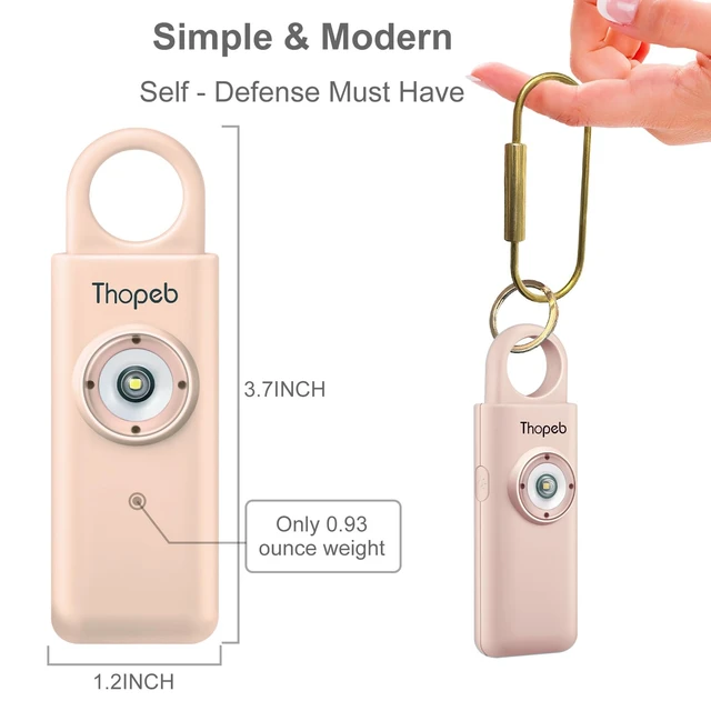 Alt view image 5 of 7 - Personal Safety Alarm for Women Upgraded Rechargeable Long-Lasting Protection, 135dB Siren, Strobe with Separate Switch, Stylish Keychain (Metallic Rose)
