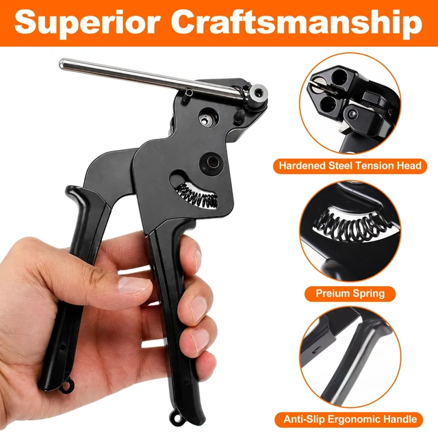 Alt view image 4 of 6 - Metal Zip Tie Gun Tool, Stainless Steel Cutter to Tighten & Cut Cable Ties Heavy Duty, Moly-V Steel Sharp Blade, Save Effort, Easy to Cut, Durable, Long-lasting Sharpness, Dual Handed