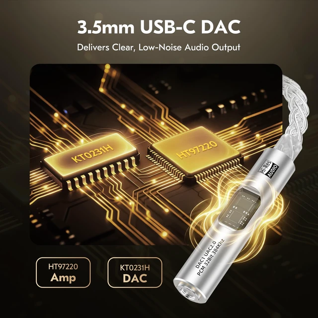 Alt view image 4 of 6 - USB C to 3.5mm Audio Adapter with DAC for iPhone, Samsung & iPad CX31993 DAC Chip + MAX97220 Headphone Amp HiFi 32Bit/384kHz 8-Core Silver-Plated Cable