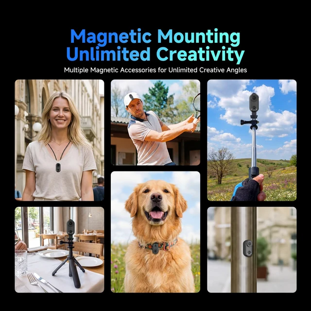 Alt view image 3 of 7 - SVGo M3E Mini Body Cameras with Magnetic Quick Release for Vlogging 30g Ultra-Light,4K/30FPS,EIS 2.0, Hands-Free POV Camera, Thumb Camera with waterproof case