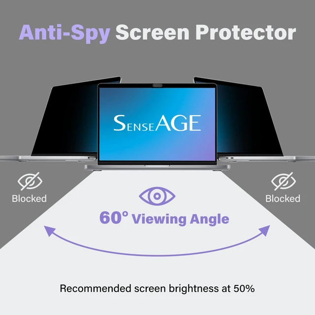 Alt view image 2 of 7 - Magnetic Privacy Screen Filter for MacBook Air 13.6 inch (2022-2025, M2, M3, M4), Removable Laptop Privacy Screen Protector, Anti-Blue Light Glare, Compatible with MacBook Air 13.6"