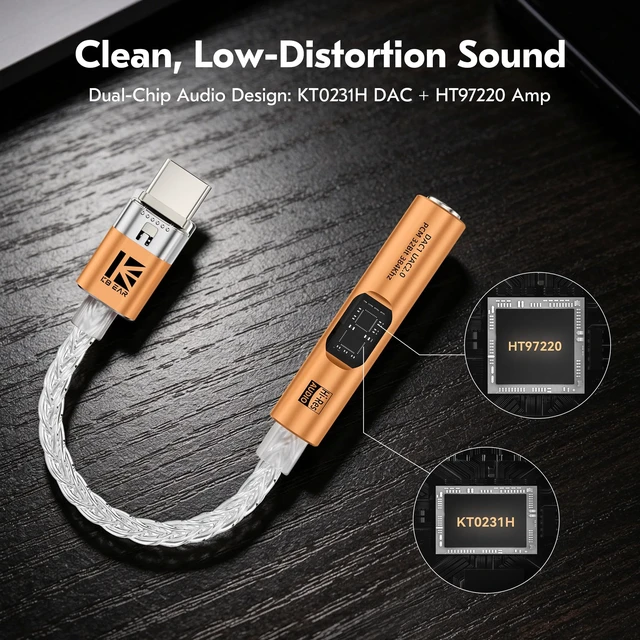 Alt view image 2 of 6 - USB C to 3.5mm Audio Adapter with DAC for iPhone, Samsung & iPad CX31993 DAC Chip + MAX97220 Headphone Amp HiFi 32Bit/384kHz 8-Core Silver-Plated Cable