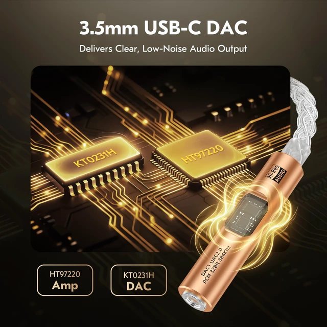 Alt view image 4 of 6 - USB C to 3.5mm Audio Adapter with DAC for iPhone, Samsung & iPad CX31993 DAC Chip + MAX97220 Headphone Amp HiFi 32Bit/384kHz 8-Core Silver-Plated Cable