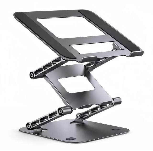 Main image of 3-Tier Height-Adjustable Laptop Stand, All-Metal Dual-Bar Anti-Slip Heat-Dissipating Notebook Stand for MacBook Pro/Air (10-17"), Tablet, Gaming, Office, Home, Drawing - Gray