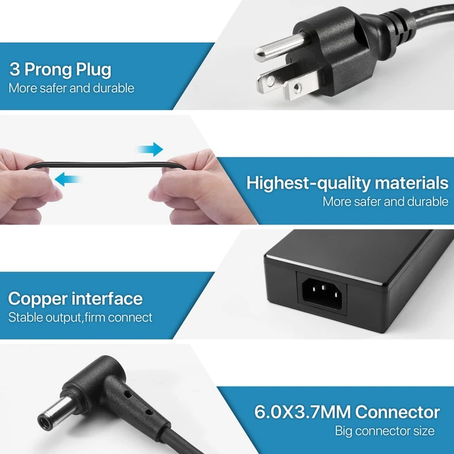Alt view image 3 of 6 - 180W 6.0×3.7mm Charger Fit for ASUS ROG Zephyrus ADP-180TB H Compatible with ROG Zephyrus G14 2022 GA401 GA401I GA401IU, G15 GA502 GA502D GA502DU GU502 Gaming Laptop