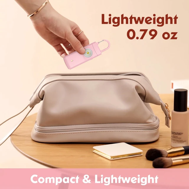 Alt view image 5 of 7 - Rechargeable Personal Alarms for Women, Keychain Siren Alarm with Flashlight, Back to School College Essentials for Daughter, College Students, Teen Girls, Elders, Kids, Travel Essentials, Rose Gold
