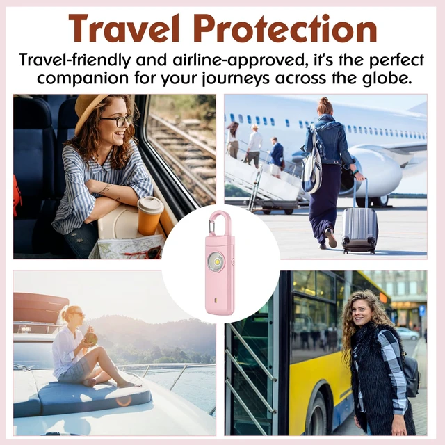 Alt view image 6 of 7 - Rechargeable Personal Alarms for Women, Keychain Siren Alarm with Flashlight, Back to School College Essentials for Daughter, College Students, Teen Girls, Elders, Kids, Travel Essentials, Rose Gold