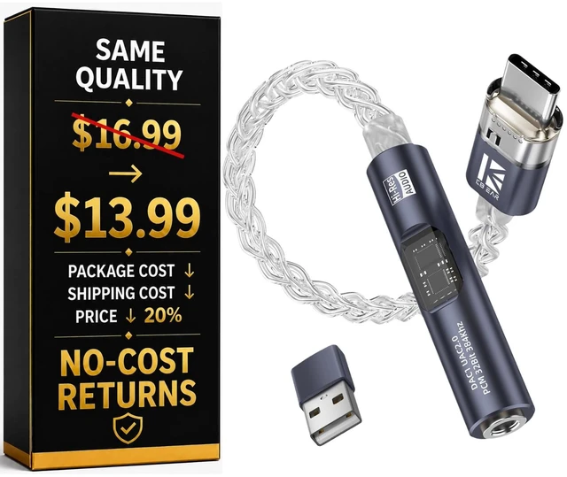 Main image of USB C to 3.5mm Audio Adapter with DAC for iPhone, Samsung & iPad CX31993 DAC Chip + MAX97220 Headphone Amp HiFi 32Bit/384kHz 8-Core Silver-Plated Cable