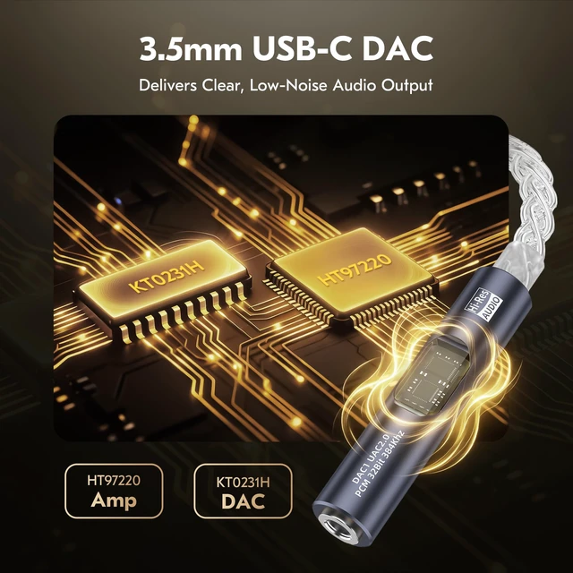 Alt view image 4 of 6 - USB C to 3.5mm Audio Adapter with DAC for iPhone, Samsung & iPad CX31993 DAC Chip + MAX97220 Headphone Amp HiFi 32Bit/384kHz 8-Core Silver-Plated Cable