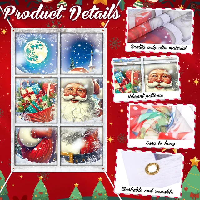 Alt view image 2 of 7 - 4 Pcs Christmas Snowman Curtain Window Silhouette Decoration 31"x47" Warm Holiday Window Silhouette, Snowman Cling Door Cover, Winter Poster Screen, Indoor Outdoor Christmas Party Decor