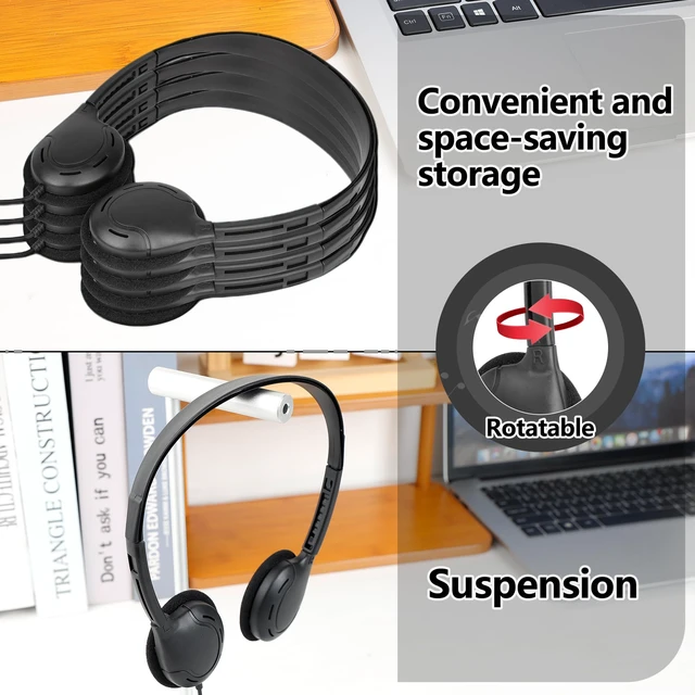 Alt view image 6 of 7 - 20 Pack USB C Kids Headphones Bulk for Classroom School,Wired On Ear USB Type C Bulk Headphones for School Students Boys Girls Library Travel Computer Smartphone Laptop Tablet Black