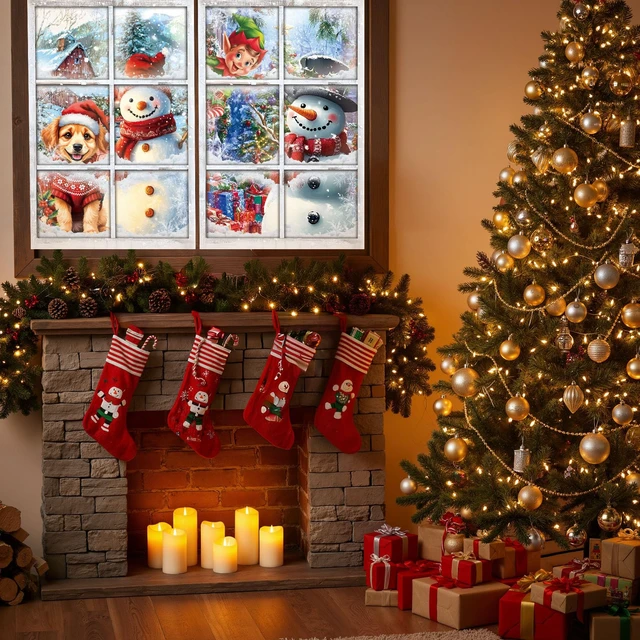 Alt view image 5 of 7 - 4 Pcs Christmas Snowman Curtain Window Silhouette Decoration 31"x47" Warm Holiday Window Silhouette, Snowman Cling Door Cover, Winter Poster Screen, Indoor Outdoor Christmas Party Decor