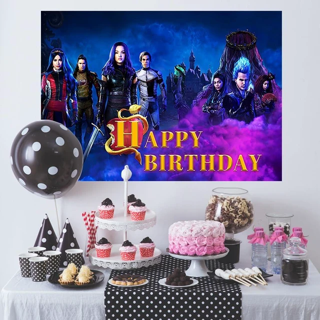 Alt view image 3 of 4 - Descendants Backdrop for Birthday Party Supplies 5x3ft Photo Backgrounds Descendants Theme Baby Shower Banner for Birthday Cake Table Decoration