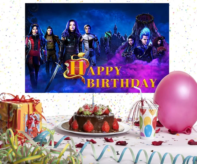 Alt view image 4 of 4 - Descendants Backdrop for Birthday Party Supplies 5x3ft Photo Backgrounds Descendants Theme Baby Shower Banner for Birthday Cake Table Decoration