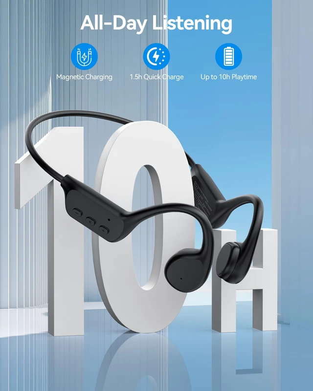 Alt view image 6 of 7 - Bone Conduction Headphones, IP68 Waterproof Swimming Headphones with MP3 Mode 32GB Memory, Up to 10 Hours Playtime, Bluetooth 6.0 Wireless Open Ear Headphone Secure Fit for Running, Fitness