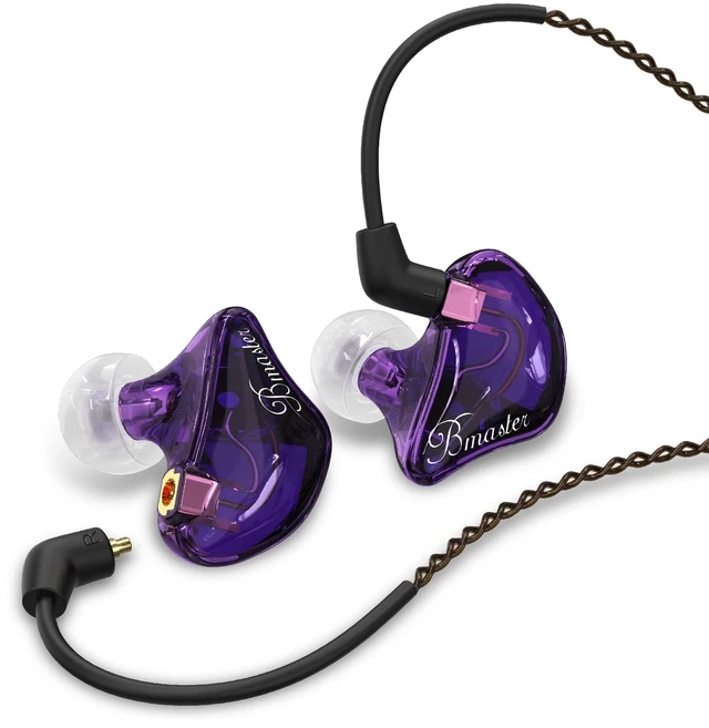 Main image of Bmaster Triple Driver in Ear Headphones, Wired IEMs MMCX Cable, Violet Hi-Fi Studio IEMs with Silver-Plated OFC MMCX Cable, Tuned for musicians, sound engineers and DJs for professional use