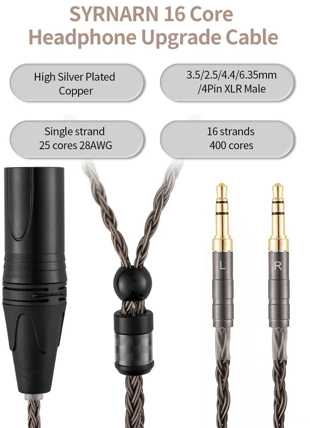 Alt view image 4 of 7 - 4-Pin XLR Balanced Audio Cable Compatible with Hifiman SUNDARA, Unveiled, Ananda, Arya, HE400SE, HE4XX, HE-400i, Edition XS Headphone 16 Core Replacement, 1.5Meters 5Ft