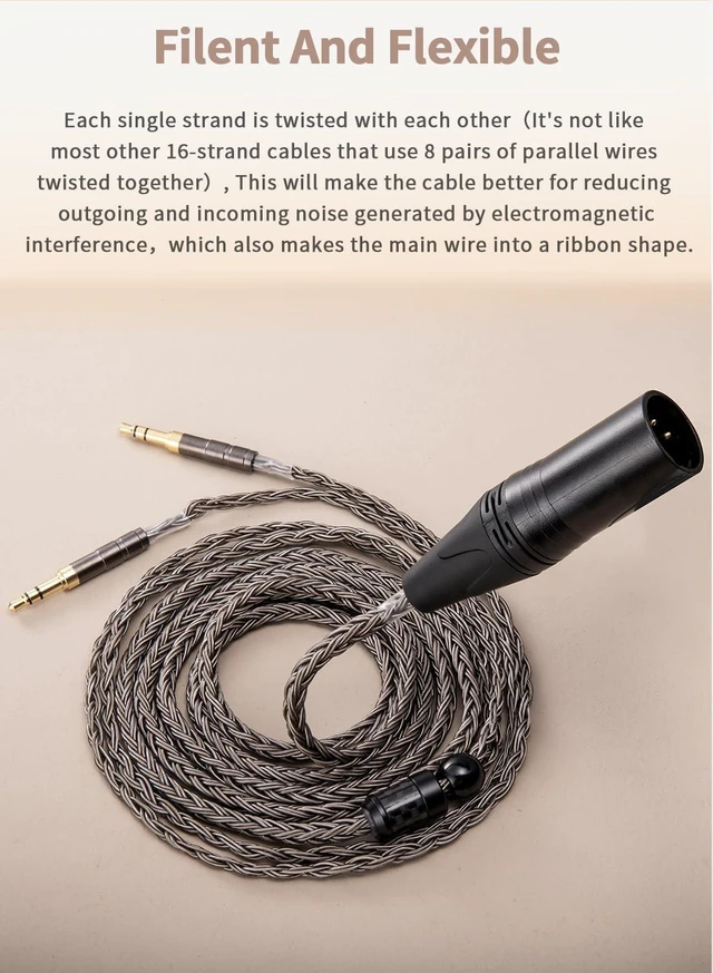 Alt view image 7 of 7 - 4-Pin XLR Balanced Audio Cable Compatible with Hifiman SUNDARA, Unveiled, Ananda, Arya, HE400SE, HE4XX, HE-400i, Edition XS Headphone 16 Core Replacement, 1.5Meters 5Ft