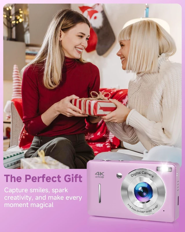 Alt view image 7 of 7 - Digital Camera, 44MP FHD 1080P Digital Point and Shoot Camera with Anti Shake, Smile Capture 16X Zoom, Compact Small Camera for Teens Girls Kids Adults(Purple)