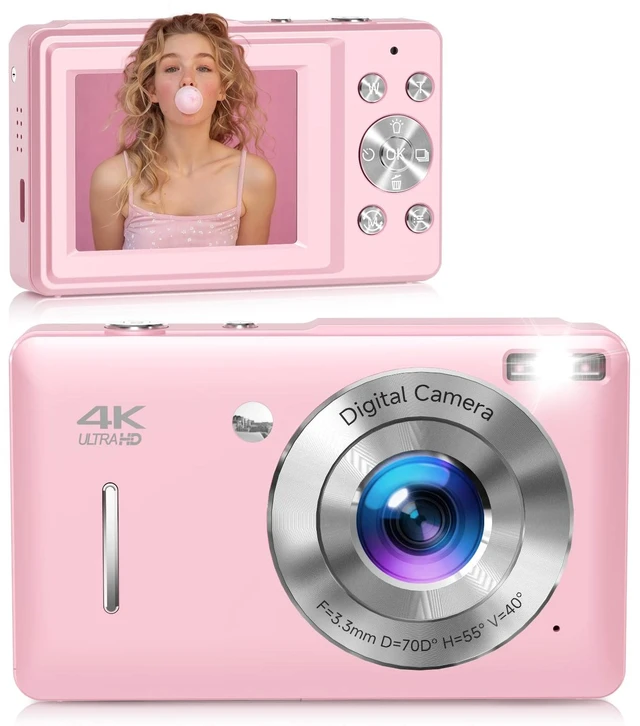 Main image of Digital Camera, 44MP FHD 1080P Digital Point and Shoot Camera with Anti Shake, Smile Capture 16X Zoom, Compact Small Camera for Teens Girls Kids Adults(Pink)