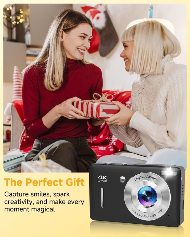 Alt view image 7 of 7 - Digital Camera, 44MP FHD 1080P Digital Point and Shoot Camera with Anti Shake, Smile Capture 16X Zoom, Compact Small Camera for Teens Girls Kids Adults(Black)
