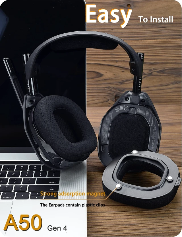 Alt view image 4 of 6 - Earpads for Astro A50 Gen4 / A50 Gen5 / A50X (Mesh Fabric) Ear pads and Microphone Foam, Upgrade High-Density Noise Cancelling Foam, Ear Cushions Added Thickness