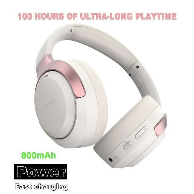 Alt view image 3 of 7 - LC30Pro Hybrid Active Noise Cancelling Headphones, 100H Playtime Bluetooth Headphones, HiFi Audio Wireless Headphone with Foldable Design (Beige White), Gifts