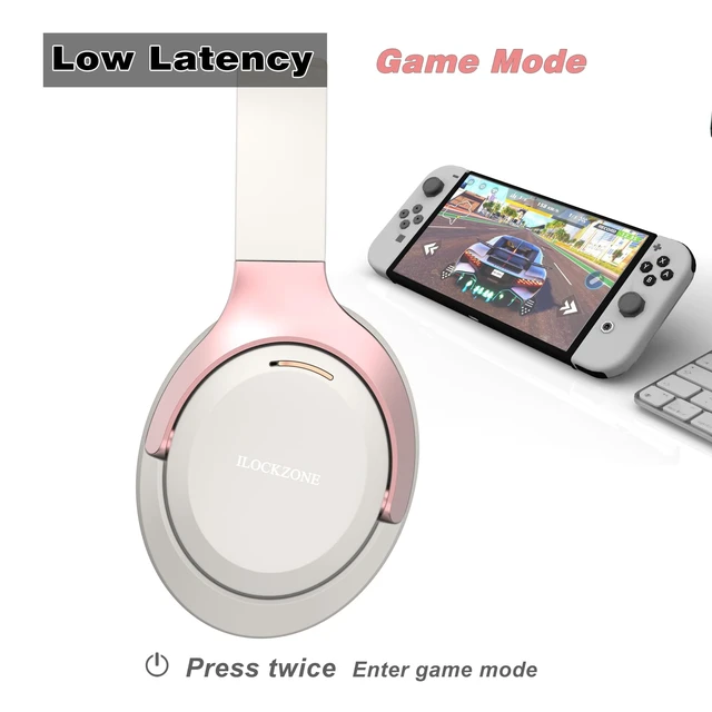 Alt view image 6 of 7 - LC30Pro Hybrid Active Noise Cancelling Headphones, 100H Playtime Bluetooth Headphones, HiFi Audio Wireless Headphone with Foldable Design (Beige White), Gifts