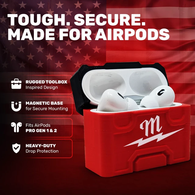 Alt view image 2 of 7 - AirPod Pro 1 & 2 Case for Milwaukee Packout Durable Toolbox Design - Made in USA