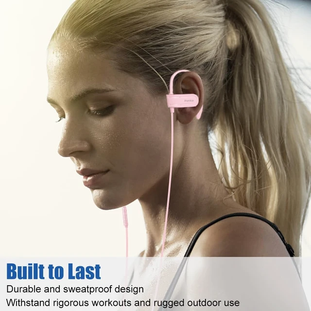 Alt view image 5 of 7 - Wired Over Ear Earbuds Headphones with Mic and Volume Control Pink Wrap Around Ear Hook Secure Fit, Earphone Case, Sport Running Exercise Gym Workout Sweatproof, For Cellphones Laptops Tablets