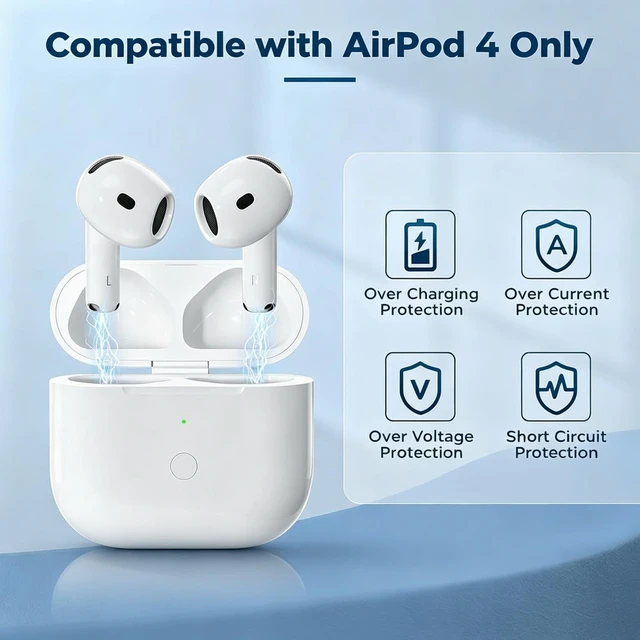 Alt view image 2 of 7 - Charing Case Compatible for AirPods 4, Wireless Charging Case Replacement for AirPod Pro 4th Generation Charger Case