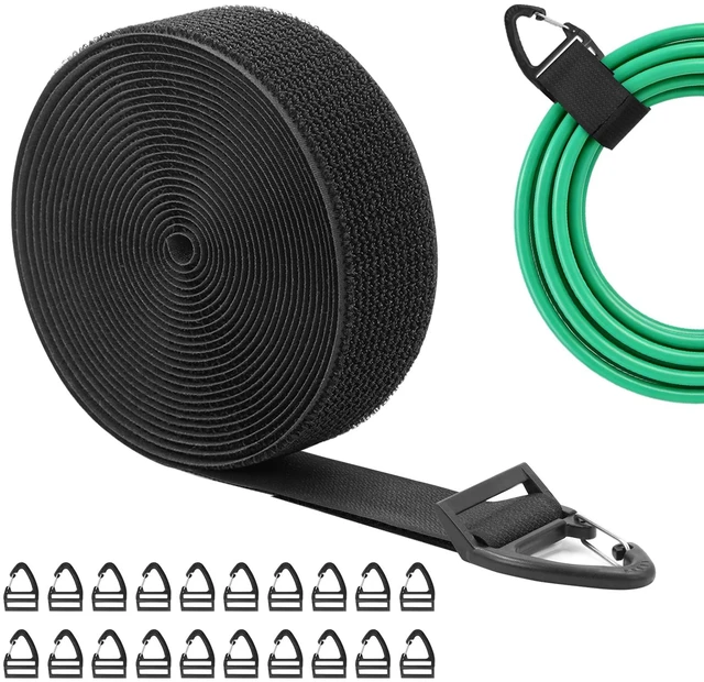 Main image of Extension Cord Holder Organizer, Cut to Length 1.5inch Heavy Duty Storage Straps, Tool Hanger for Garage Organizers and Storage, Hook and Loop Straps with Triangular Buckle(20Pack-32Ft)