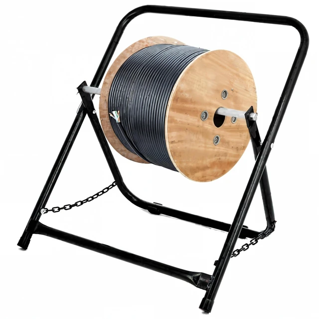 Main image of Single Axle Cable Reel Caddy Industrial Steel Wire Dispenser Holds Reels Up to 20" Diameter & 100 lb Capacity Black