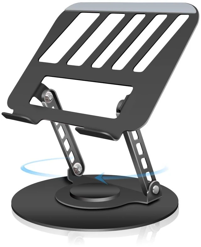 Main image of Compatible 360° Rotating Adjustable Laptop Stand, Fully Foldable Dual Rotary Shaft Laptop Riser Portable Standing Desk, Fits MacBook & All 10-15 Inch Laptops - Black