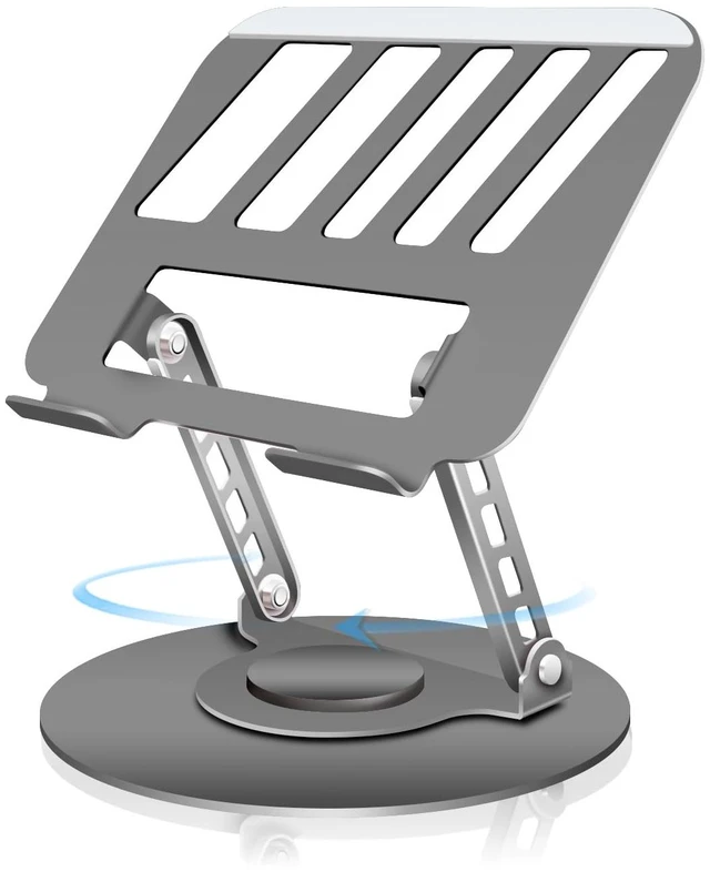 Main image of Compatible 360° Rotating Adjustable Laptop Stand, Fully Foldable Dual Rotary Shaft Laptop Riser Portable Standing Desk, Fits MacBook & All 10-15 Inch Laptops - Grey