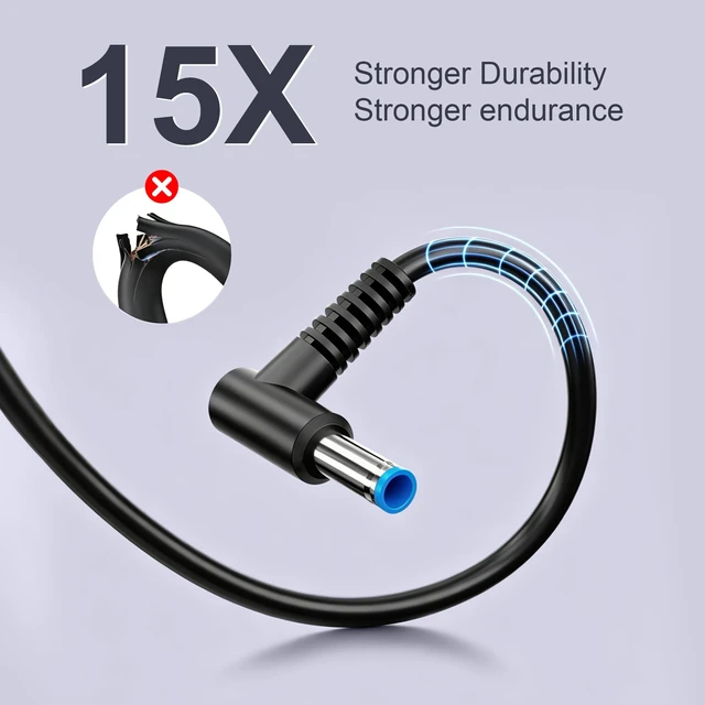 Alt view image 5 of 7 - Replacement for HP Laptop Charger 65W Computer Blue Tip Power Cord Fit for Pavilion x360 14 15 17, EliteBook 840 G3 G4 G5, Envy X360 15 17, ProBook 440 450, Stream 11 13 14 Notebook AC Adapter